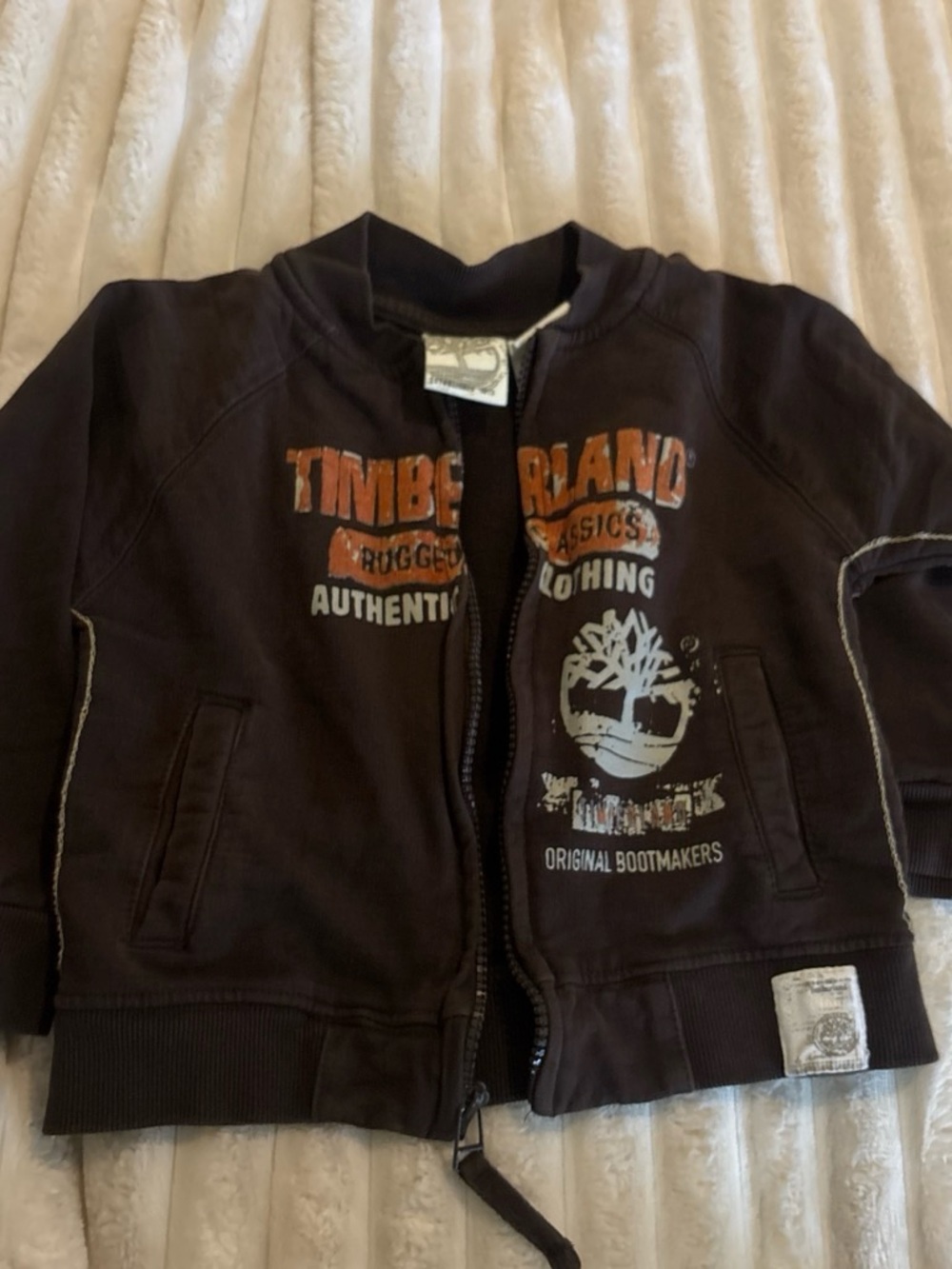 Timberland Brown Logo Zip-Up Kids Jacket